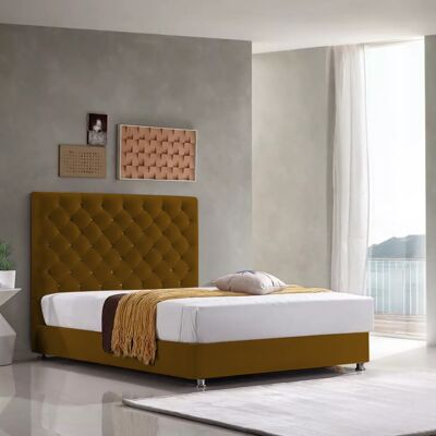 Marina Bed Double Plush Velvet Mustard