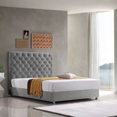 Marina Bed King Plush Velvet Grey