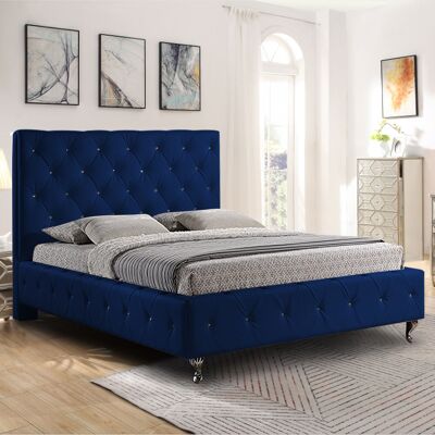 Barella Bed Double Plush Velvet Blue