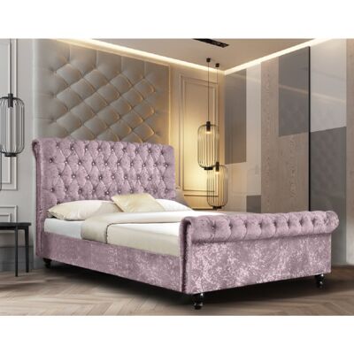 Arisa Bed Super King Crush Velvet Pink