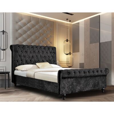 Arisa Bed Super King Crush Velvet Black