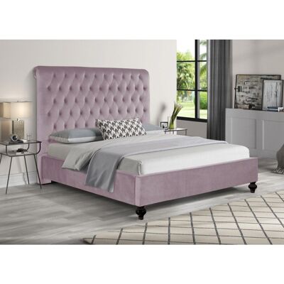 Fiona Bed Double Plush Velvet Pink