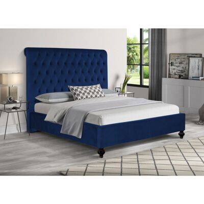 Fiona Bed Double Plush Velvet Blue