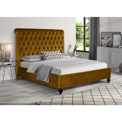 Fiona Bed Super King Plush Velvet Mustard