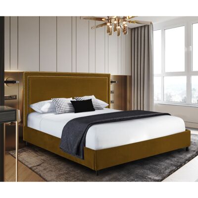 Sensio Bed Double Plush Velvet Mustard