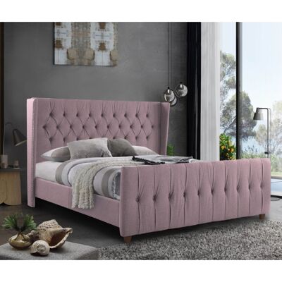 Clarita Bed King Plush Velvet Pink