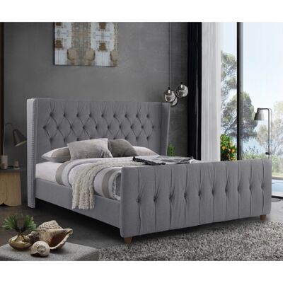 Clarita Bed Double Plush Velvet Grey