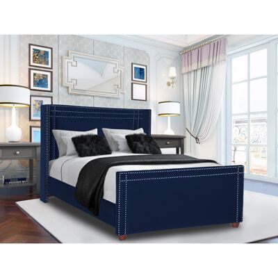 Cubica Bed King Plush Velvet Blue