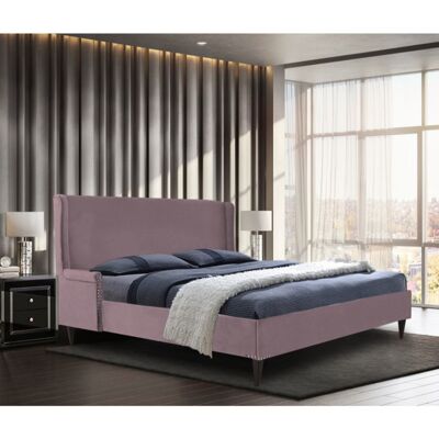 Shanaya Bed Double Plush Velvet Pink