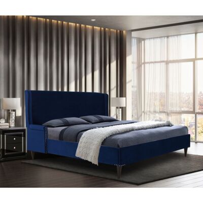 Shanaya Bed Double Plush Velvet Blue