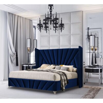 The Premiere Bed King Plush Velvet Blue