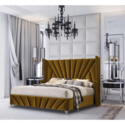 The Premiere Bed Super King Plush Velvet Mustard