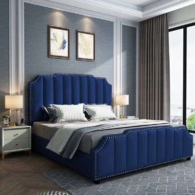 Arnold Bed Small Double Plush Velvet Blue