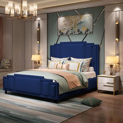 Elixa Bed Single Plush Velvet Blue