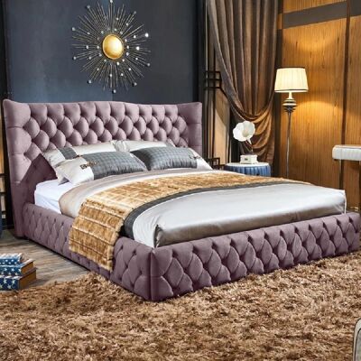 Gerald Bed King Plush Velvet Pink