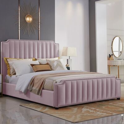 Klara Bed Small Double Plush Velvet Pink