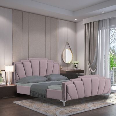 Lanna Bed Super King Plush Velvet Pink