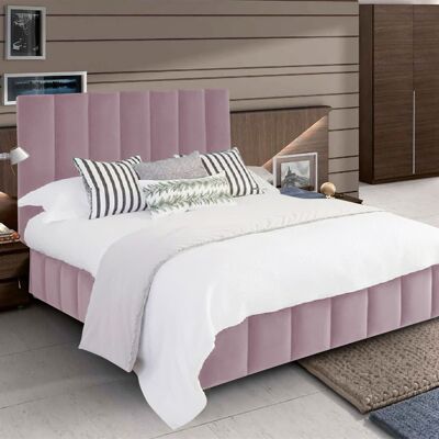 Nora Bed Double Plush Velvet Pink