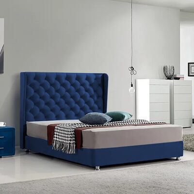 Ondra Bed Single Plush Velvet Blue