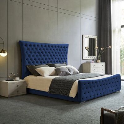 Plexa Bed Super King Plush Velvet Blue