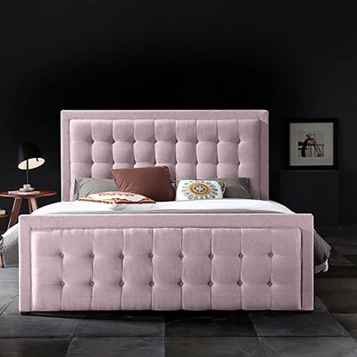 Swain Bed Double Plush Velvet Pink