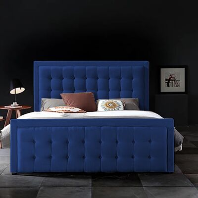 Swain Bed Small Double Plush Velvet Blue