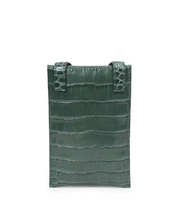 Mini sac bandoulière vert en cuir de vachette avec gravure Leandra coco 2