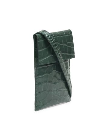 Mini sac bandoulière vert en cuir de vachette avec gravure Leandra coco 3