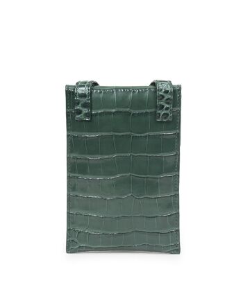 Mini sac bandoulière vert en cuir de vachette avec gravure Leandra coco 4