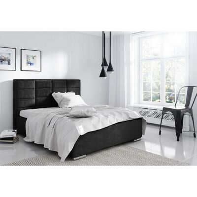 Bulia Bed Small Double Plush Velvet Black