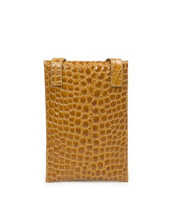 Mini sac porté épaule en cuir de vachette gaufré Leandra Coco Caramel 2