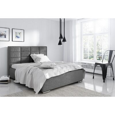 Bulia Bed Double Plush Velvet Grey