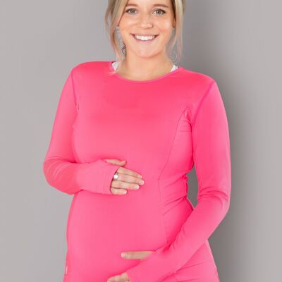 Swift Maternity & Breastfeeding Run Top - Neon Pink
