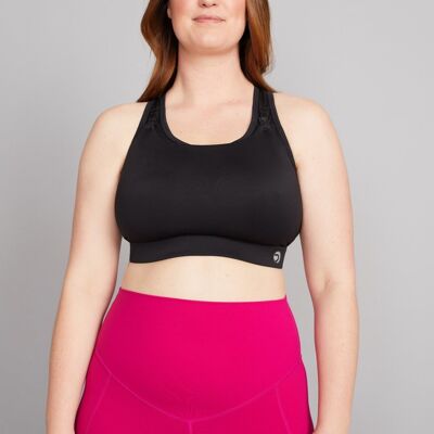 Freyja Bigger Bust Nursing Sports Bra in Jet Black (G-J Cup)