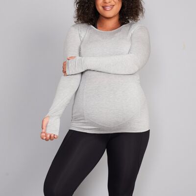 Bamboo Maternity & Breastfeeding Long Sleeved Top - Grey