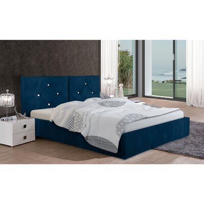 Cubana Bed Double Plush Velvet Blue