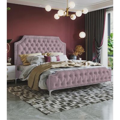 Gaia Bed Single Plush Velvet Pink