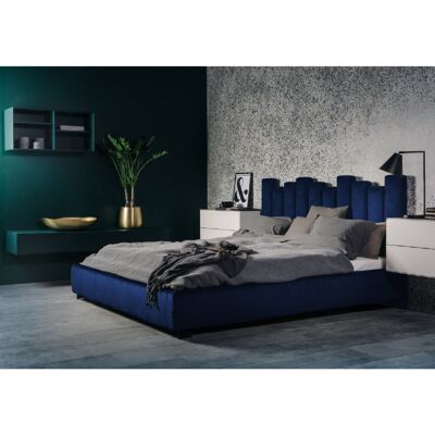 Glexton Bed Double Plush Velvet Blue