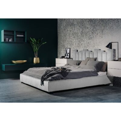 Glexton Bed Double Plush Velvet Silver