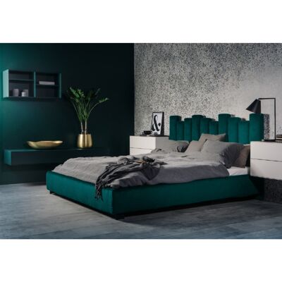 Glexton Bed Double Plush Velvet Green