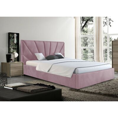 Hamini Bed Double Plush Velvet Pink