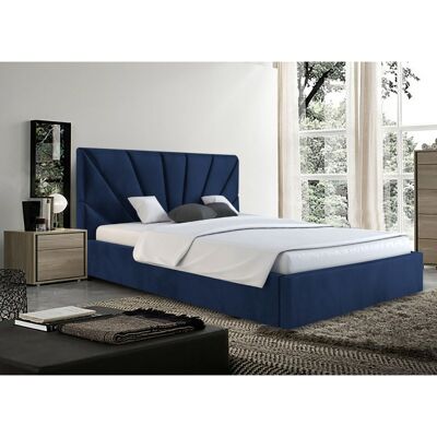 Hamini Bed Double Plush Velvet Blue