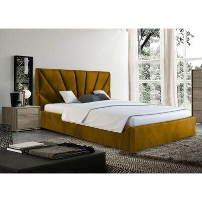 Hamini Bed Double Plush Velvet Mustard