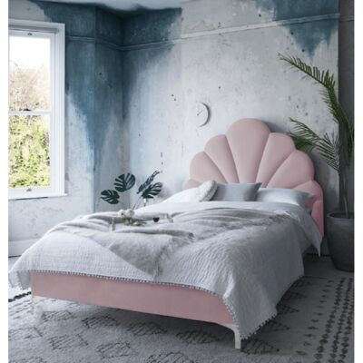 Hendo Bed Small Double Plush Velvet Pink