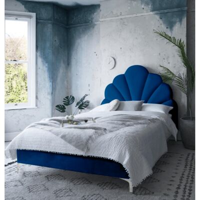 Hendo Bed Single Plush Velvet Blue