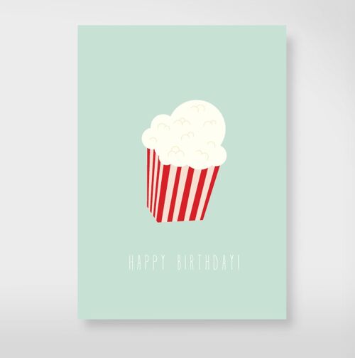 Postkarte "Happy Birthday Popcorn"