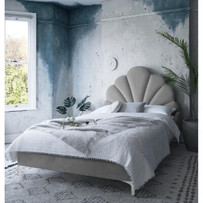 Hendo Bed Small Double Plush Velvet Grey