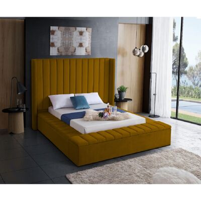 Kensington Bed Double Plush Velvet Mustard