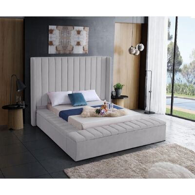 Kensington Bed Single Plush Velvet Silver