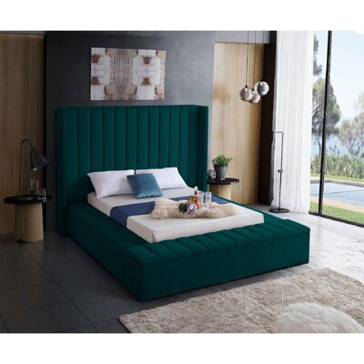 Kensington Bed Double Plush Velvet Green